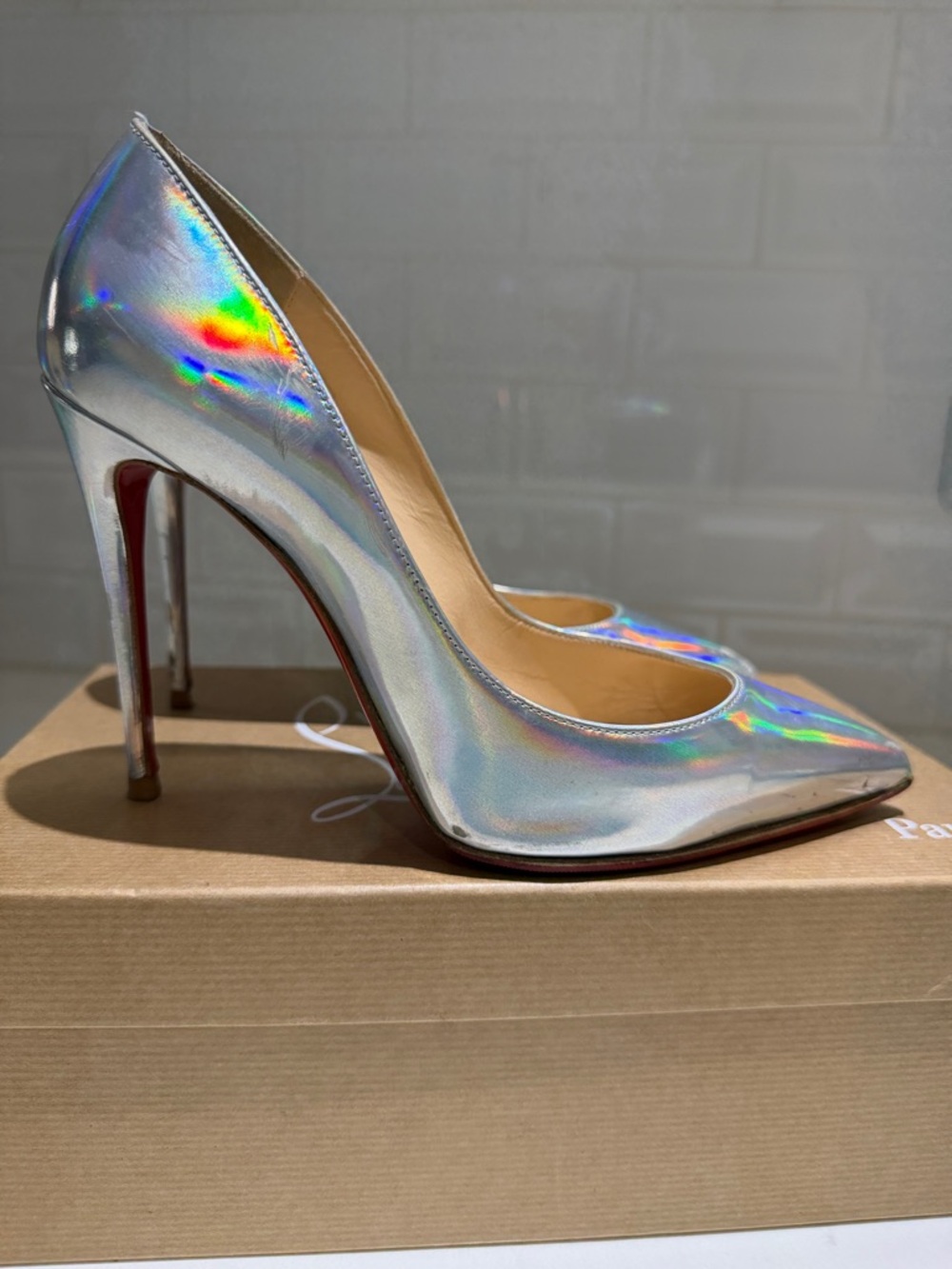 Christian Louboutin Pigalle Follies 100 Iridescent silver 38